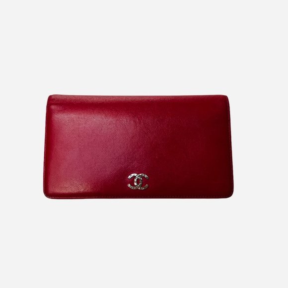 CHANEL Handbags - Chanel Red Leather Wallet